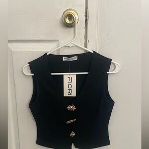 Draped V Neck blouse black